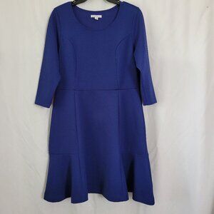 Isaac Mizrahi Shift Dress QVC Royal Cobalt Blue Medium Waffle Knit Minimalist